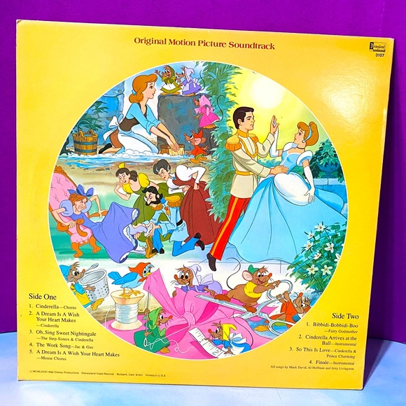 WALT DISNEYS CINDERELLA VTG 1981 SOUNDTRACK PHONO PICTURE DISC VINYL RECORD RARE - Picture 7 of 16